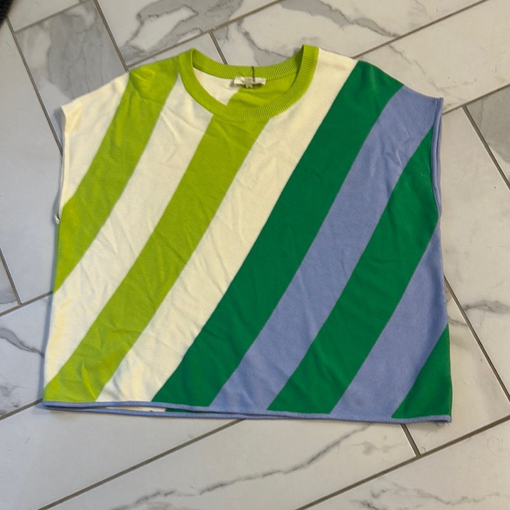 Entro Green and Blue Striped Sweater